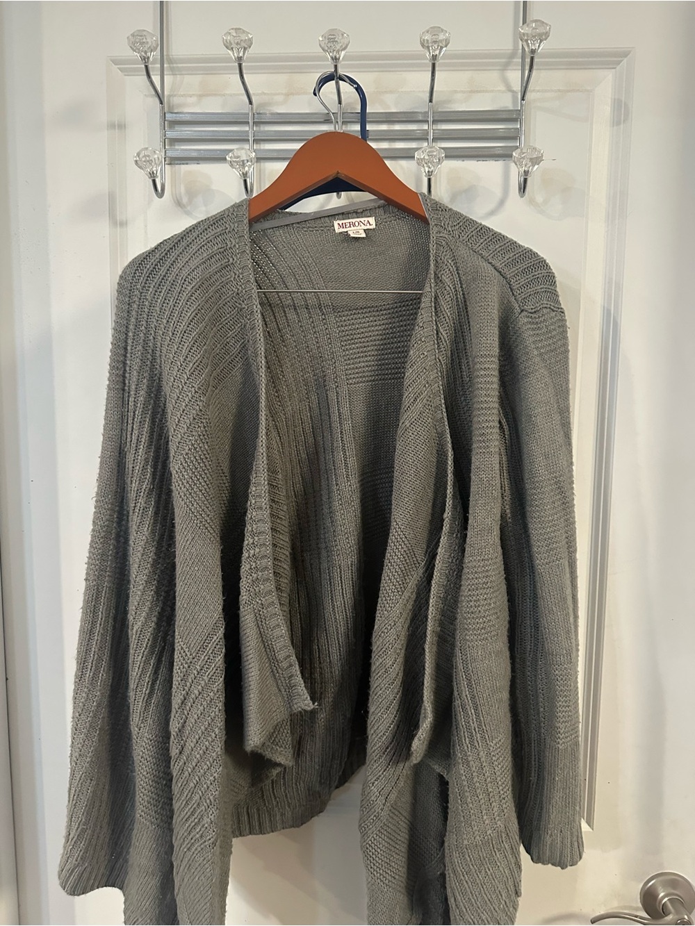 Merona Heather Gray Draped Open-Front Knit Cardigan